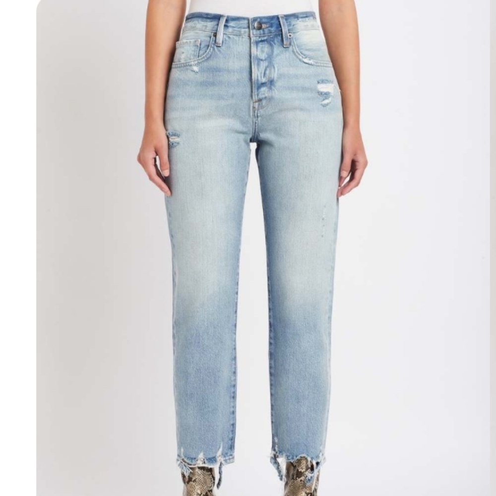 FRAME Designer Le Original High Rise Ripped Frayed Hem Button Fly Jeans Size 30